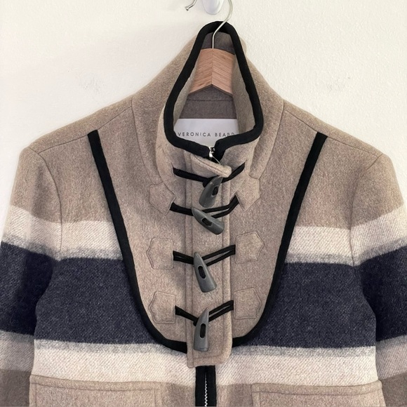 Veronica Beard Ella Blanket Jacket Striped Wool Blend Zip Toggle Closure XS - Picture 9 of 16